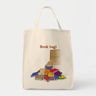 Boy toddler surrounded by books. tote bag