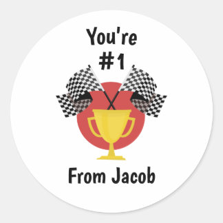 Boy Toy Car Valentine or Birthday Party Favor Classic Round Sticker