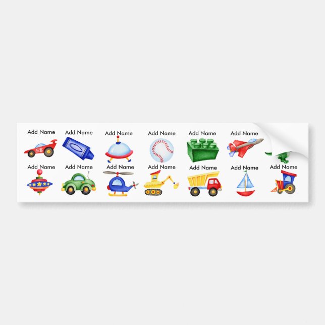 Boy Toys Waterproof Sippy Cup Labels (Front)