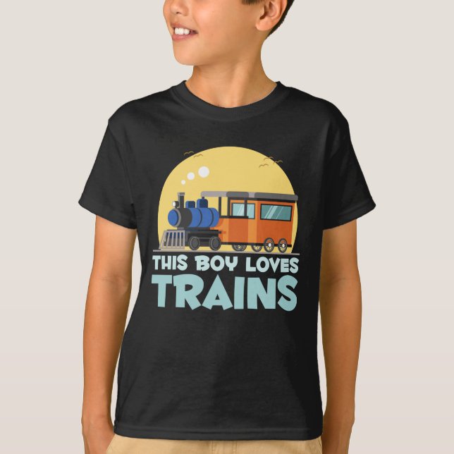 Boy Train Lover Locomotive Son Kids Trains T-Shirt (Front)
