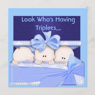 BOY TRIPLETS BABY SHOWER INVITATION