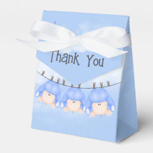 Boy Triplets Hanging On Clothesline Favor Box
