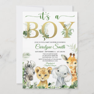 Boy Tropical Jungle Animaux Baby shower Invitation