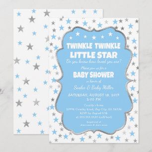 Boy Twinkle Little Star Baby Shower invitations