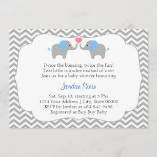 Boy Twins Baby Shower Invitation