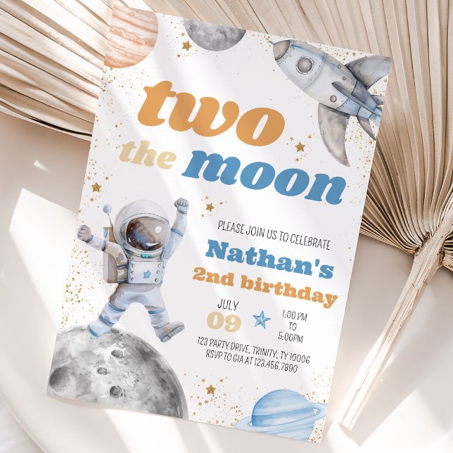 Boy Two the Moon Birthday Invitation (Creator Uploaded)