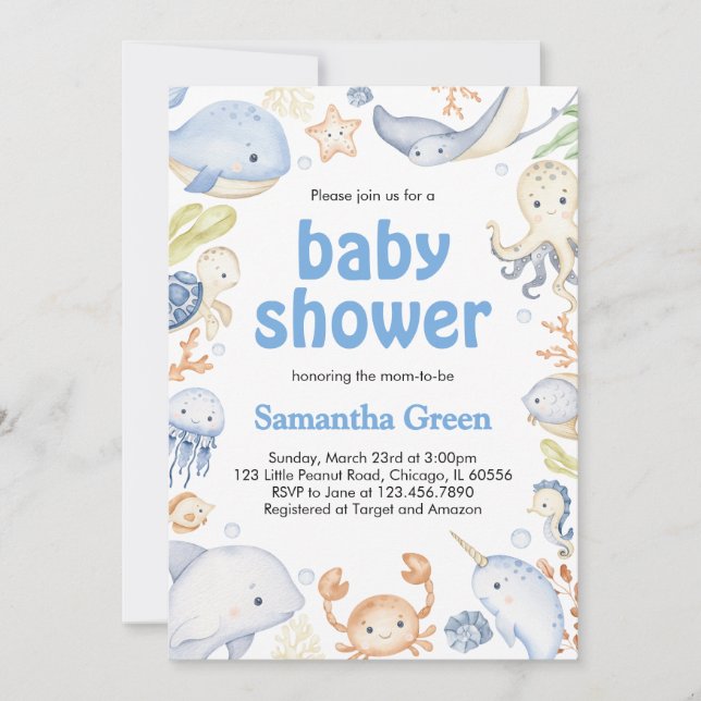 Boy Under the Sea Baby Shower Invitation (Front)