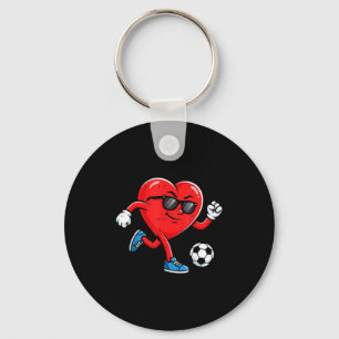 Boy Valentines Day Funny Heart Soccer Ball Footbal Keychain