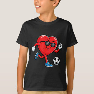 Boy Valentines Day Funny Heart Soccer Ball Footbal T-Shirt