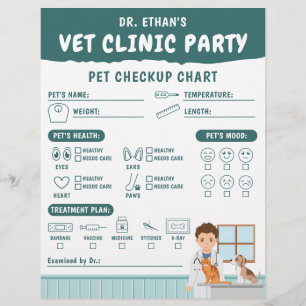 Boy Vet Pretend Pet Checkup Chart Kids' Activity Letterhead