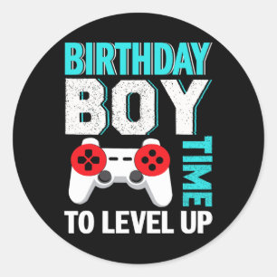 Boy Video Game Birthday Party  Classic Round Sticker
