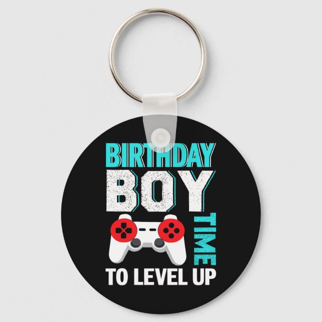 Boy Video Game Birthday Party  Keychain (Front)