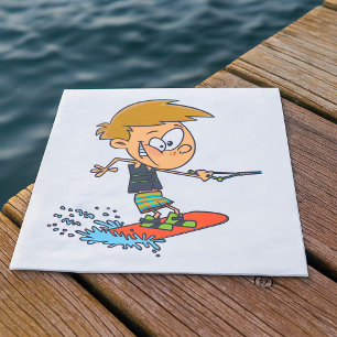 Boy Wakeboarding Fun Summer Water Sports Napkin