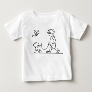 Boy walking his dog puppy baby T-Shirt