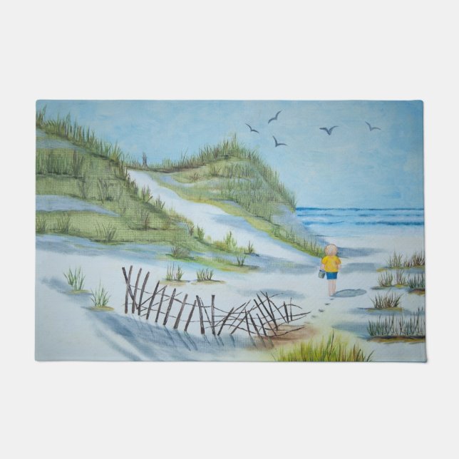 Boy Walking The Beach Doormat (Front)