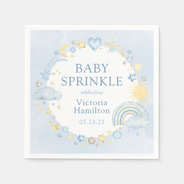 Boy Watercolor Rainbow Baby Sprinkle Napkin (Front)