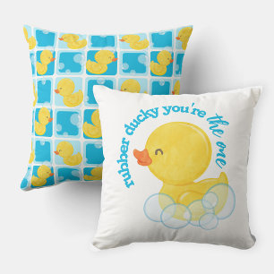 Boy Watercolor Rubber Ducky You're the One Throw Pillow