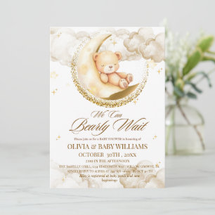 Boy We can Bearly Wait Baby Shower Invitation