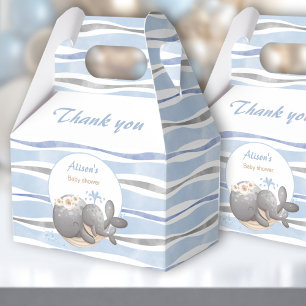 Boy Whale Blue Summer Beach Boy Baby Shower Favor Box