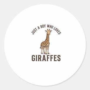 Boy Who Loves Giraffes Vintage Engraving Shirt_1 Classic Round Sticker