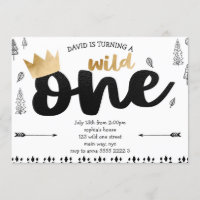 Boy WILD ONE Gold Crown King Ethnic First Birthday