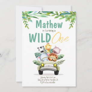 Boy Wild One Safari Invitation Anniversaire