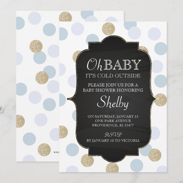 Boy Winter Baby Shower Invitation (Front/Back)