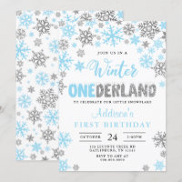 Boy Winter Onederland First Birthday Invitation