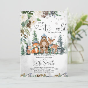 Boy Winter Woodland Baby shower Invitation