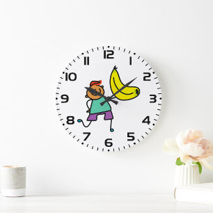 Boy With A Banana Large Clock