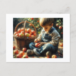 Boy with Apples,  Postcard