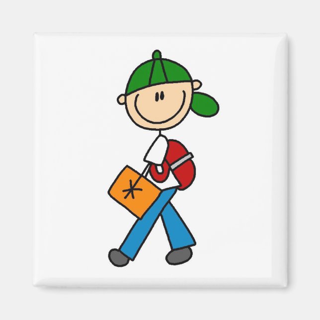 Boy With Backpack Magnet (Front)