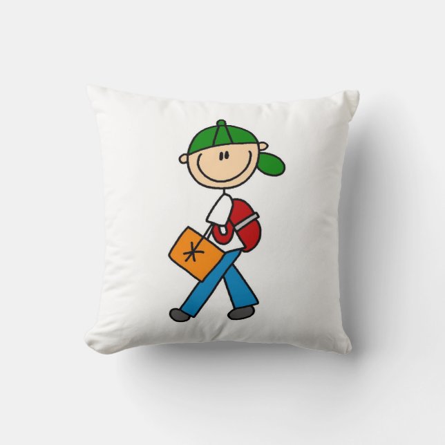 Boy With Backpack Throw Pillow (Front)