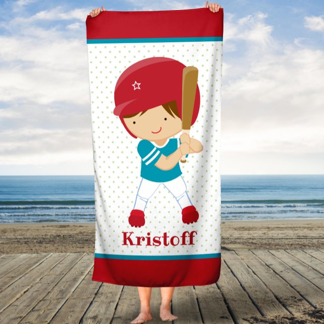Boy with Baseball Bat Custom Bath Towel for Kids (Creator Uploaded)