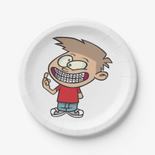 Boy With Braces Paper Plate