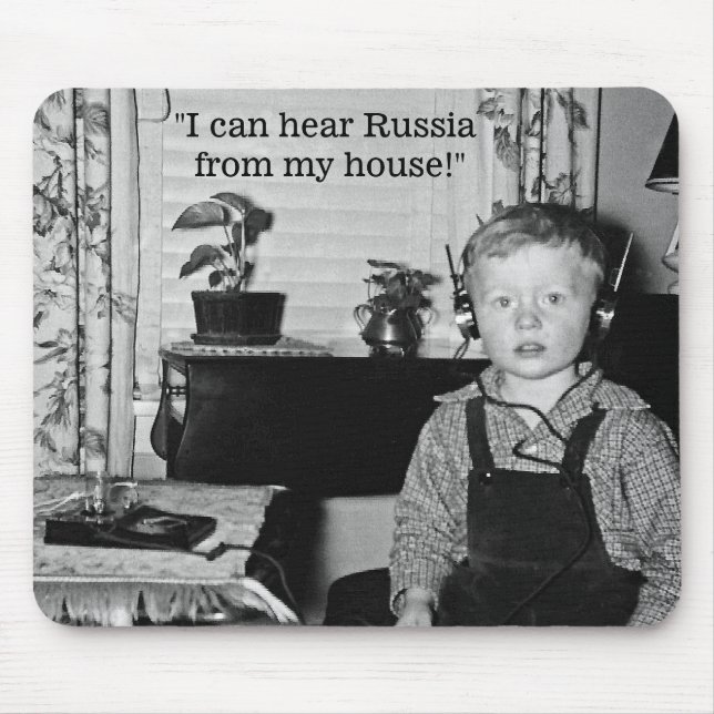 Boy With Crystal Radio Set Humour Mouse Pad (Front)