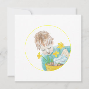 Boy With Daffodils  Card