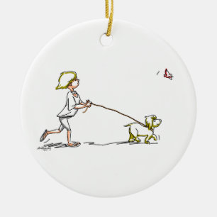 BoY WiTh DoG Ceramic Ornament