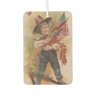 Boy with Fireworks, American Flag, Patriotic Print Air Freshener