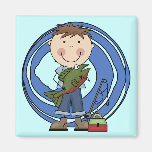 Boy With Fish Tshirts and Gifts Magnet