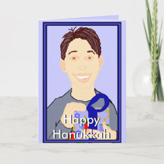 Boy with Gift Happy Hanukkah Card
