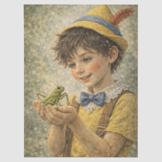 boy with grasshopper tissue paper