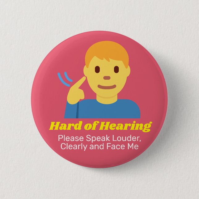 Boy with Hard of Hearing  2 Inch Round Button (Front)