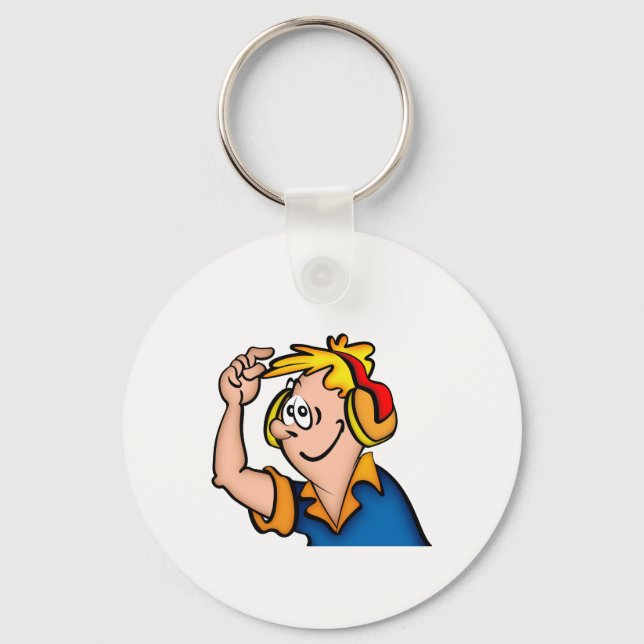Boy With Headphone Keychain (Front)