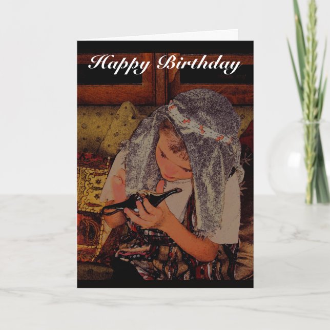 Boy with magic lamp - Birthday card (Front)