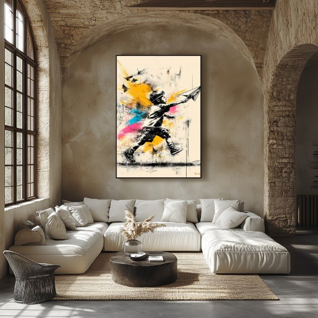 Boy with Paper Plane – Street Art Graffiti Poster (Creator Uploaded)