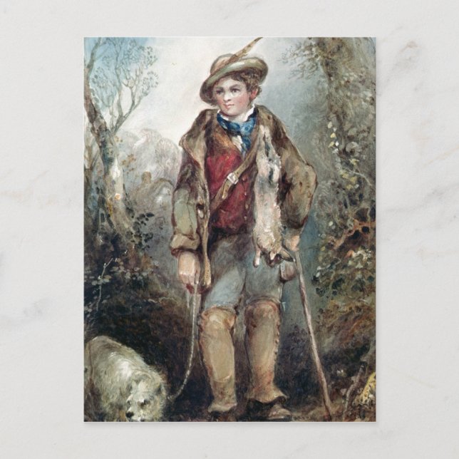 Boy with Rabbits Postcard (Front)