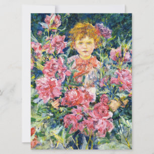 Boy With Red Peony Flowers (by Robert Reid) Card