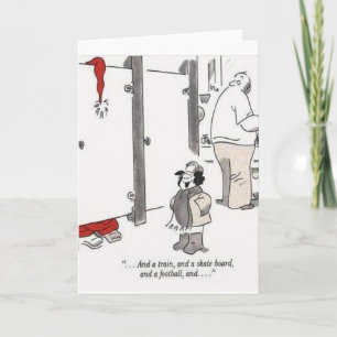Boy with Santa in Bathroom Stal Greeting Card