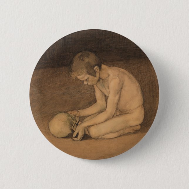 Boy with Skull (by Magnus Enckell) 2 Inch Round Button (Front)